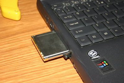 PCMCIA card into laptop
